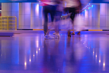 People walking in the basement car park