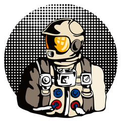 Obraz na płótnie Canvas Astronaut with halftone dots