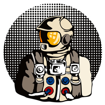Astronaut with halftone dots