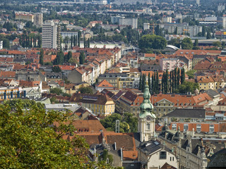 Obraz premium Urban panorama - Graz. New and old together.