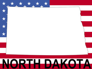 map of North Dakota on flag