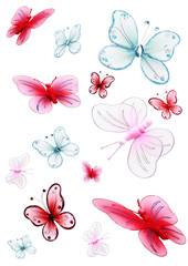 Plakat różne wielobarwne motyle