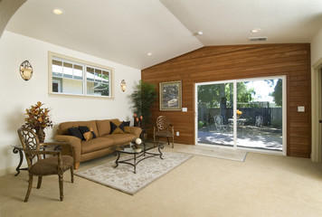 family room with patio doors