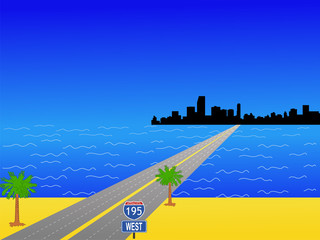 Miami skyline and interstate 195