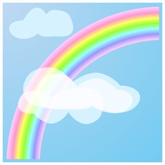 Rainbow with clouds for decoration, weather forecasts, etc.