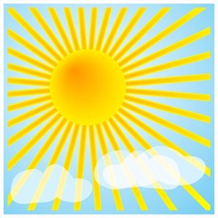 Sunshine and clouds for decoration, weather forecasts, etc.