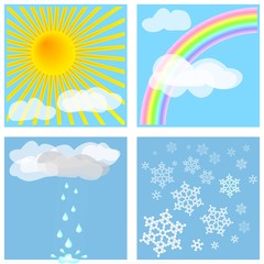 Four weather types for decoration, weather forecasts, etc.