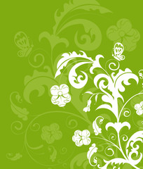 Fototapeta na wymiar Flower background with butterfly, vector illustration