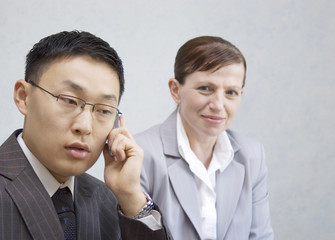 Buisnessman call by cell phone.