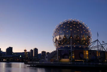 Washable wall murals Theater geodesic dome of science world, vancouver night scene