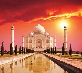 Crédence de cuisine en verre imprimé Rouge 2 Palais du Taj Mahal en Inde