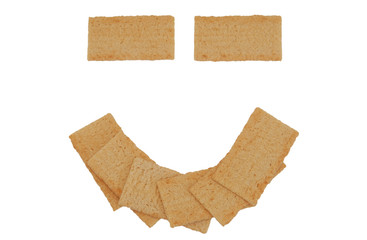 Healthy smile of crispbread face