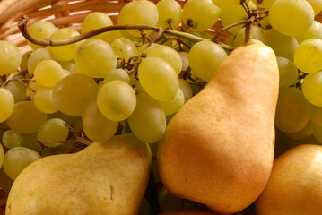Poires et grappe de raisin
