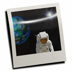 Polaroid slide with astronaut
