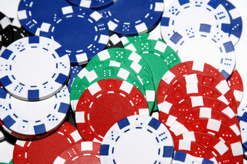 Pile of Multi-Colored Poker Chips