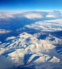 Papier Peint photo Cercle polaire Vue aérienne des montagnes au-dessus de l& 39 Alaska