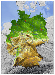 3D Reliefkarte von Deutschland