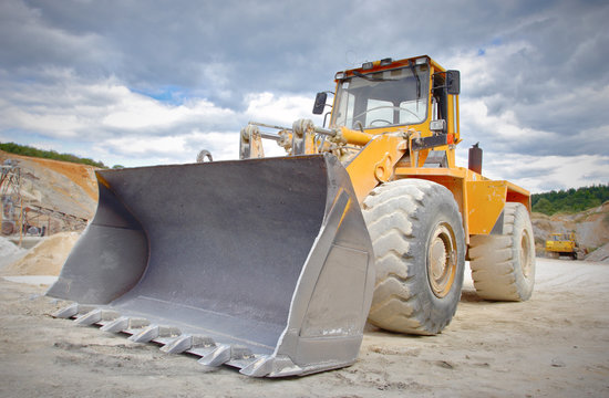 Large Bulldozer At Construction Site