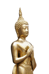 Fototapeta na wymiar Statue de boudha sur fond blanc