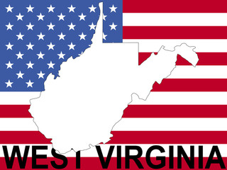 map of West Virginia on american flag