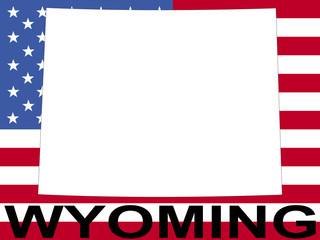map of Wyoming on american flag