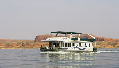 Houseboat on the water at Lake Powell