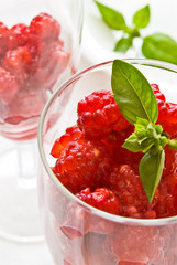 Raspberries in glass