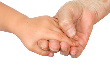 Hands of the girl and the grandmother