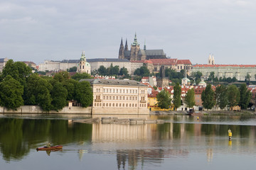 Fototapeta na wymiar Man Rowing In Prague