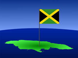 map of Jamaica with flag