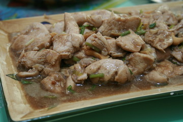 chicken meat cooked with vinegar and soysauce (adobo)