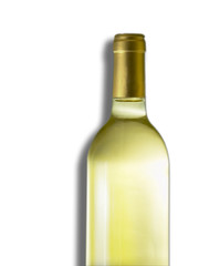 Botella vino blanco isolada.