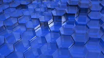 Blue Translucent Hexagons