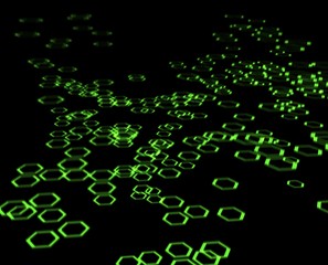 Glowing Green Hexagons