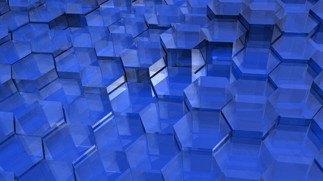 Blue Translucent Hexagons