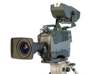 Professional digital video camera. (With Clipping Path)