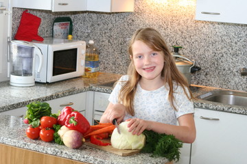 Girl in the dinner preparation