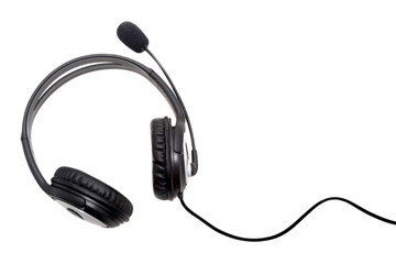 Obraz premium black headset isolated in white background