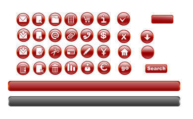32 red icon set + long button background