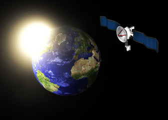 3d concept illustration Earth & satellite © Foto Factory