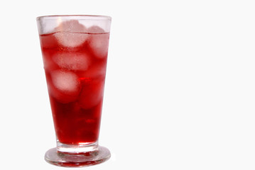 A glass ice cold lemonade
