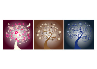 beautiful vector tree designs in different seasons 