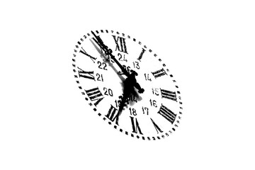 Old clock over white background