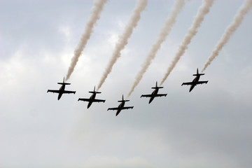  Red-Bull Air Race (Budapest 2007 ) jets flying at airshow