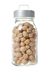 Glass jar of chickpeas