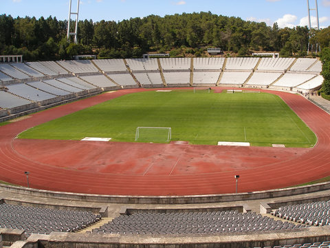 Empty soccer stadium