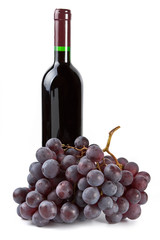 Grapes and bottle