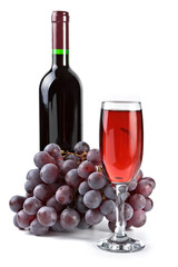 Obraz premium Grapes, glass and bottle