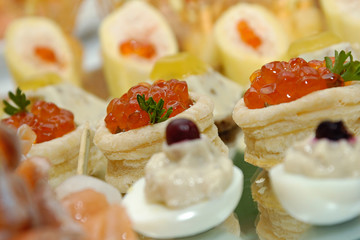 Laying of a celebratory buffet table