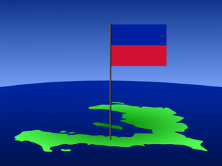 map of Haiti with flag